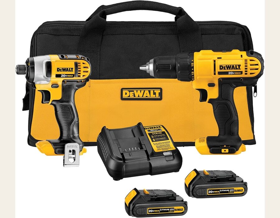 DEWALT 20V MAX Cordless Drill and Impact Driver Combo Kit, 2 Batteries