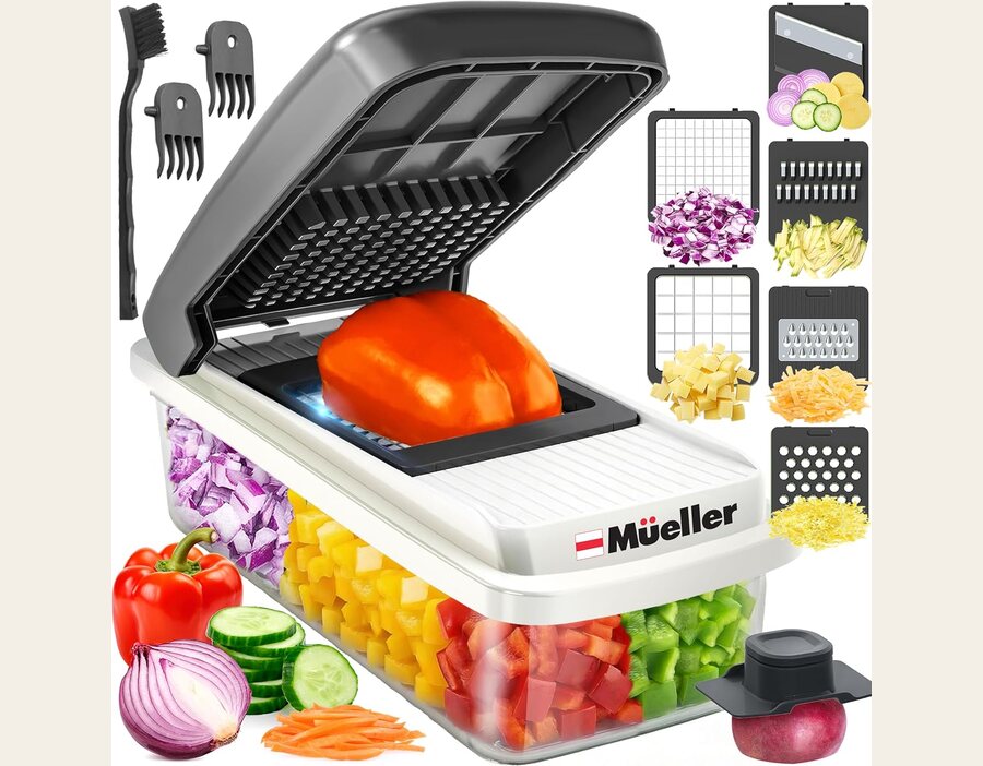 Mueller Vegetable Chopper Mandoline Slicer, Cheese Grater, Onion Cutter