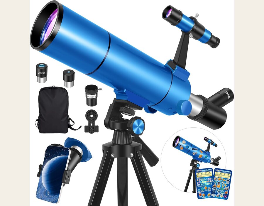 Telescope for Adults and Kids, 80mm Aperture 500mm, 20X-150X, Portable