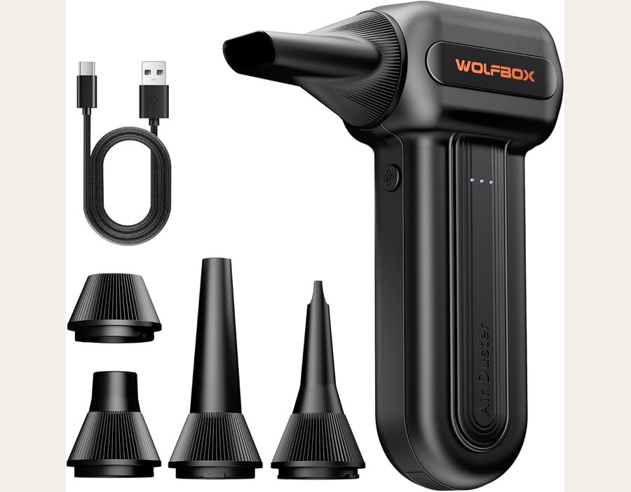 WOLFBOX MF60 Compressed Air Duster, 3-Speed, Cordless, 110,000 RPM