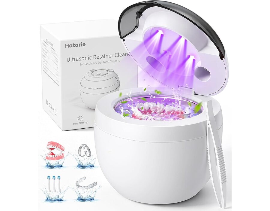 Ultrasonic Retainer Cleaner Machine, 45kHz Deep Gentle Dental Cleaning