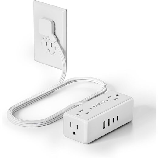 3Ft Short Extension Cord with Multiple Outlets, Surge Protector Power
