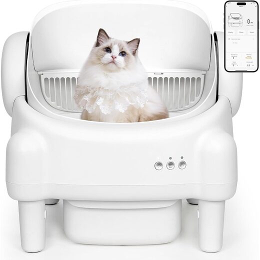 Paruuntys Automatic Litter Box, Safety Sensor, App Control, Open-top